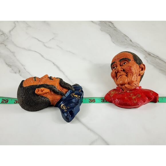 Bust Chinese Asian Oriental Senior Chalkware 5" Wall Decor 80s Wall Hanging x2 - Picture 14 of 14